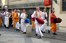 ISKCON Temple Monks chanting Hari Krishna