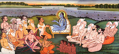 Shukdevji narrating Bhavat Puran to Parikshit
