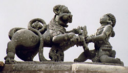 Sala fighting with Tiger, symbol of Hoysala Empire - Basaralu