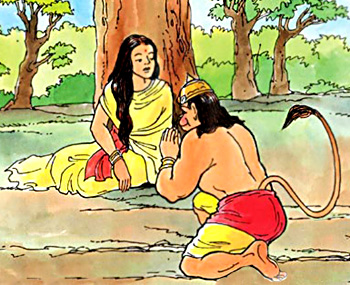 Meeting of Hanuman with Sita, Sundara Kanda, Ramayana