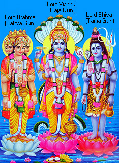 Sattva, raja, and tama correspond to the three major deities Lord Brahma, Lord Vishnu & Lord Shiva