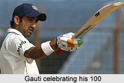 Gautam Gambhir celebrating his 100