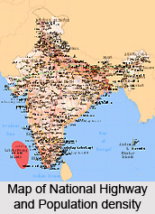 Regions of high density of Population in India