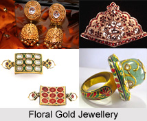 Mughal Gemstones on Gold Floral Jewellery