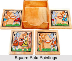 Square Pata Paintings, Folk Paintings of West Bengal