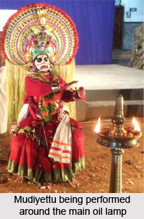 Performance of Mudiyettu, Traditional Ritual Theatre of Kerala