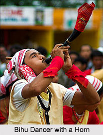 Bihu Dancer with a Horn