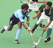 Dhanraj Pillay in Champions Trophy, Amsterdam, 2003