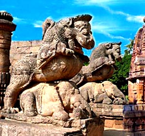 Konark stone lion in Cuttack