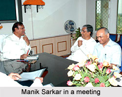 Manik Sarkar in a meeting