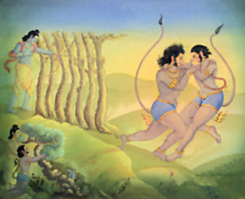 Rama kills Bali  of Kishkindha