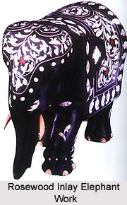 Rosewood Inlay Elephant Work