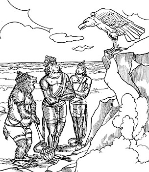 The Vulture Sampati Addresses Jambavan, Hanuman, and Angada being helpful in search of Seeta