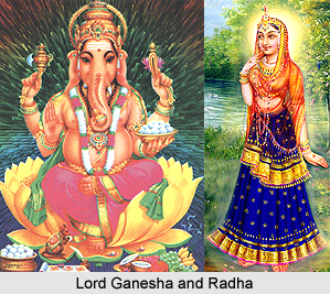 Worship of Lord Ganesha by Radha