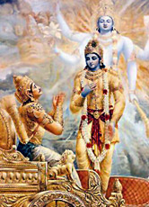 Krishna and arjuna during their discourse of the Bhagavad Gita