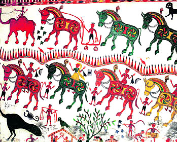 Animal and Bird Forms - Bhil Painting