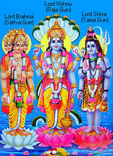 Sattva, raja, and tama correspond to the three major deities Lord Brahma, Lord Vishnu & Lord Shiva