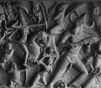 Mahisha is the buffalo-headed monster that was killed by Durga in her battle of the Gods with the asuras