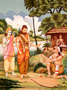 Eklavya paying guru dakshina to Dronacharya, Indian Legend