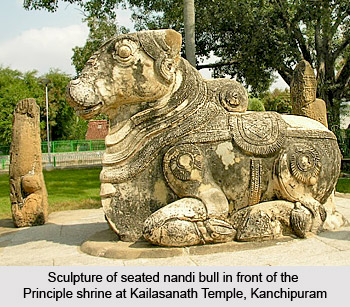 Sculpture Of Nandi bull at Kailasanatha Temple