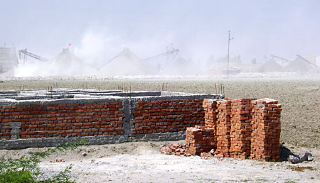Stone Crushing Unit at Kabrai , Mahoba, Uttar Pradesh, Fields have been laid waste for miles around these units